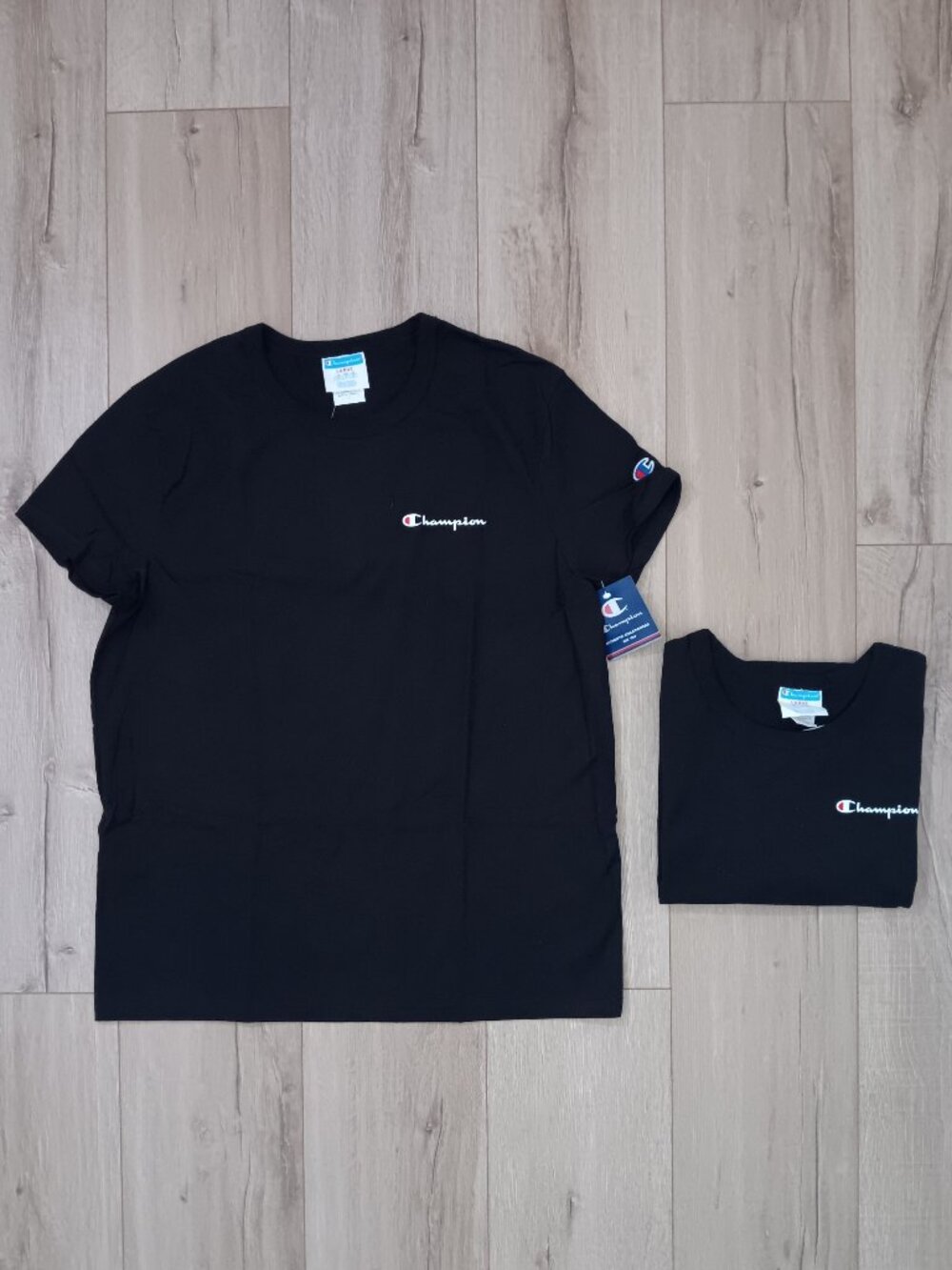 Lot of 2 Champion Womens T-Shirt Black Cotton Embroidered Large
